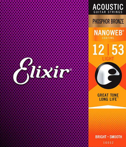 Elixir Phosphor Bronze Nanoweb Coated Acoustic Guitar Strings