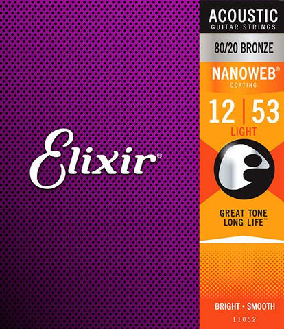 Elixir 80/20 Bronze Nanoweb Coated Acoustic Guitar Strings