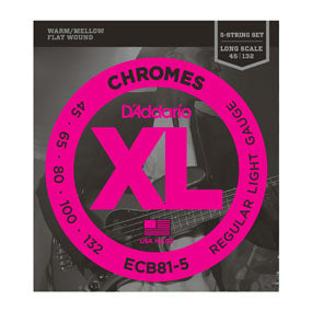 D'Addario ECB81-5 XL Chromes 5 String Light (45-132) Long Scale Electric Bass Strings