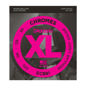 D'Addario ECB81 XL Chromes Light (45-100) Long Scale Electric Bass Strings
