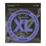 D'Addario ECG24 XL Chrome Flat-Wound Jazz Light Electric Guitar Strings