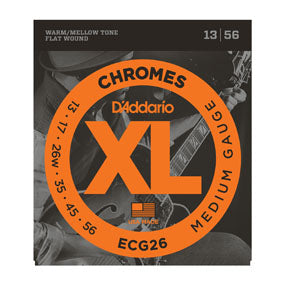 D'Addario ECG26 XL Chrome Flat-Wound Medium Electric Guitar Strings