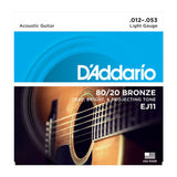 D'Addario EJ11 80/20 Bronze Light Acoustic Guitar Strings