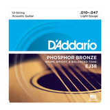 D'Addario EJ38 12 String Phosphor Bronze Light Acoustic Guitar Strings