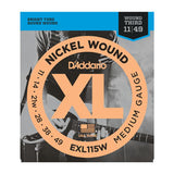 D'Addario EXL115W Nickel Wound Medium/Blues Jazz-Rock 3rd Wound Electric Guitar Strings