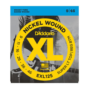 D'Addario EXL125 Nickel Wound Super Light Top/Regular Bottom Electric Guitar Strings
