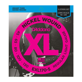 D'Addario EXL170-5 Nickel Wound 5-String Light (45-130) Long Scale Electric Bass Strings