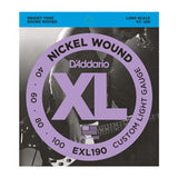 D'Addario EXL190 Nickel Wound Custom Light (40-100) Long Scale Electric Bass Strings